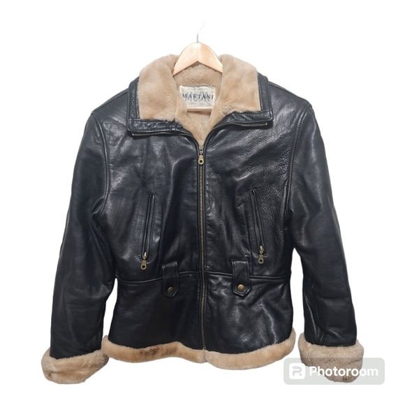 Vintage Martani Black Leather Retro Jacket Size L